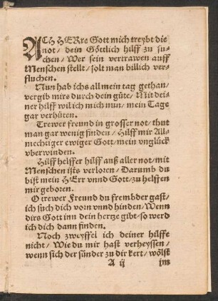 ACH HERre Gott mich treybt die || not/ dein Göttlich hilff zu su=||chen/