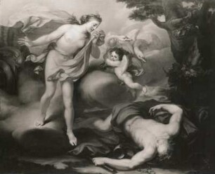 Unbekannter Künstler: Mythologische Szene. 18. Jahrhundert. Öl auf Leinwand; 115 x 140 cm. Radebeul: Privatbesitz