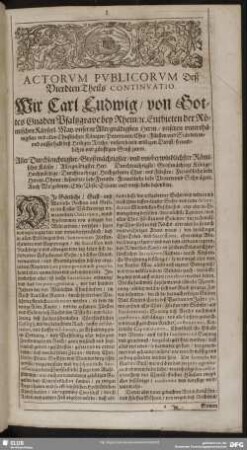 Actorum Publicorum Deß Vierdten Theils Continuatio