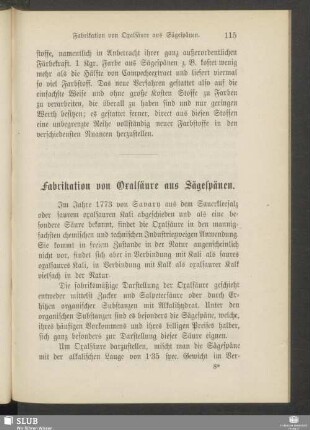 Fabrikation von Oxalsäure aus Sägespänen