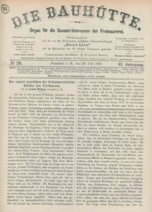 No 29. Frankfurt a. M., den 20. Juli 1918. 61. Jahrgang.