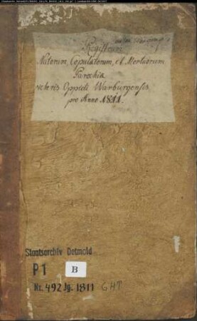 Zivilstandsregister der katholischen Gemeinde Warburg-Altstadt, Kreis Warburg (GHT 1811) (Gemeinde: Katholische Gemeinde Warburg Altstadt)