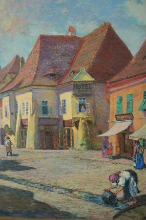 Historisches Bild vom Marktplatz in Sibiu, Siebenbürgen, Kulturhauptstadt Europas 2007