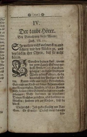 IV. Der taube Hörer.