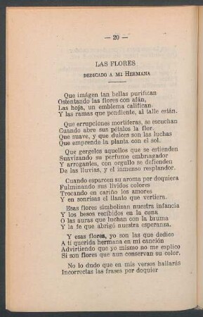Las flores : Dedicado a mi hermana