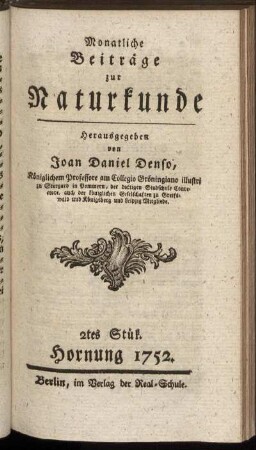 2: Monatliche Beiträge zur Naturkunde