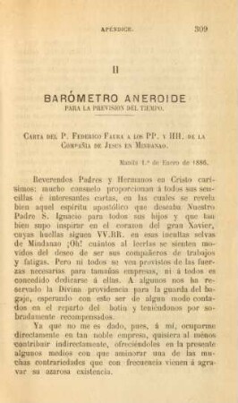 II. Barómetro aneroide para la prevision del tiempo