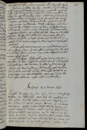 Freytags d 3 Januar. 1727.