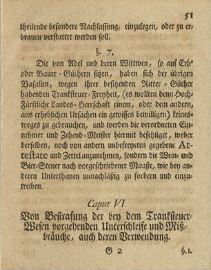 Caput VI. Von Bestrafung der bey dem Tranksteuer-Wesen vorgehenden Unterschleife und Mißbräuche, auch deren Verwendung