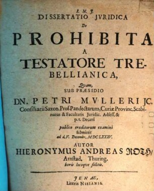 Diss.iur. de prohibita a testatore trebellianica