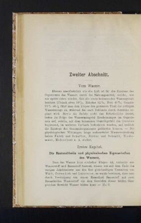 Erstes Kapitel. Die Bestandtheile und physikalischen Eigenschaften des Wassers.