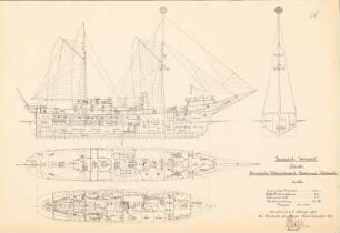 Feuerschiff »Jasmund« des Wasserbauamtes, Stralsund: Schnitte 1:100