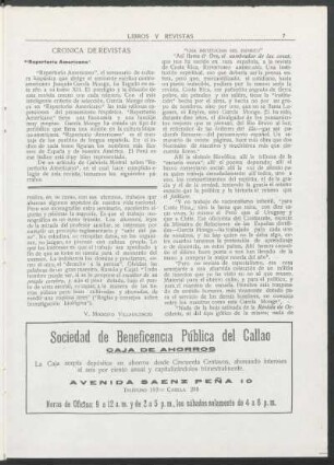 Crónica de Revistas : "Repertorio Americano"