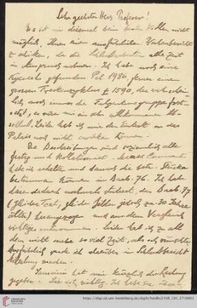 Brief von Fritz Saxl an Franz Boll