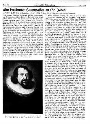 Ein berühmter Hauptpastor an St. Jakobi : Johann Balthasar Schuppius, 1610 – 1661