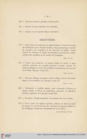 Argenterie (Nr. 353 - 380)