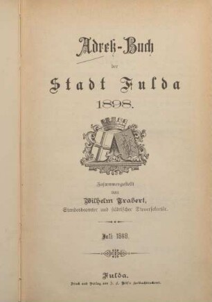 1898: Adreßbuch der Stadt Fulda