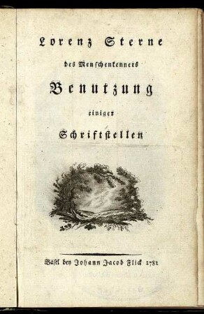 Lorenz Sterne des Menschenkenners Benutzung einiger Schriftstellen