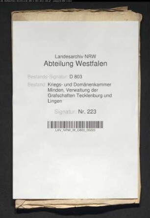 Mühlenregister der Vogtei Schale, Grafschaft Tecklenburg
