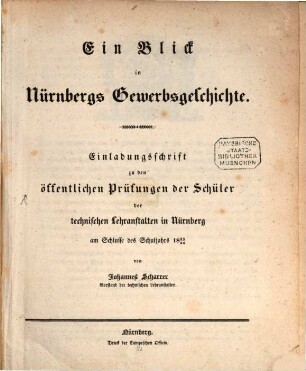 Jahresbericht über die Technischen Lehranstalten in Nürnberg : bekannt gemacht am Schlusse des Schuljahres .... 1835/36