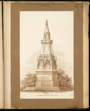 Gefallenendenkmal, Straßburg Monatskonkurrenz Juni 1872: Variante III: Aufriss Vorderansicht