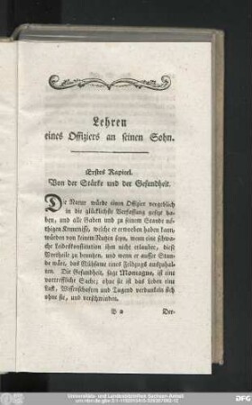 Lehren eines Offiziers an seinen Sohn.