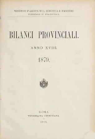 Bilanci provinciali : per l'anno .... 1879