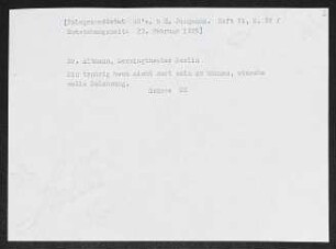 Brief von Gerhart Hauptmann an Lessing-Theater 