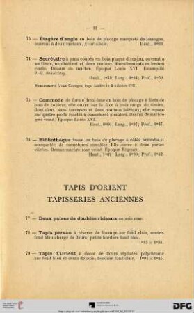 Tapis d'Orient - Tapisseries anciennes (Nr. 77-88)