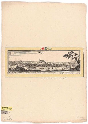 Ansicht von Weida, Kupferstich, 1650 : Merian, Matthäus : Weida / [Stecher u. Hrsg.: Matthaeus Merian]. - Franckfurt : [Matthaeus Merian] , [1650]. - 1 Kunstbl. : Kupferstich ; 33 x 10 cm
