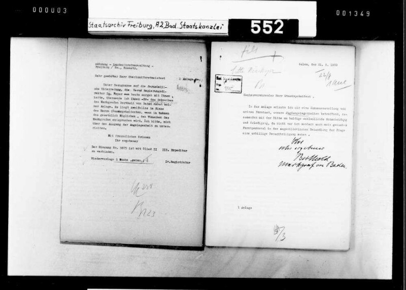 Jagdangelegenheiten des Markgrafen Berthold von Baden