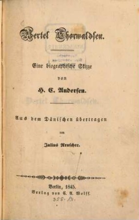 Bertel Thorwaldsen : Eine biographische Skizze