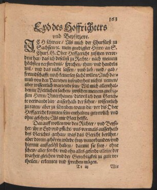 Eyd des Hoffrichters und Beysitzere.