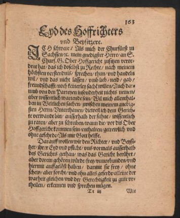 Eyd des Hoffrichters und Beysitzere.