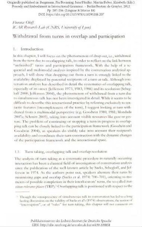 Withdrawal from turns in overlap and participation