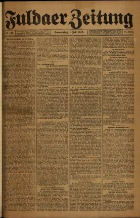 Ausgabe vom Donnerstag, den 01. Juli 1920.