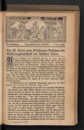 Dezember-Januar 1919/20. 3. u. 4. Heft