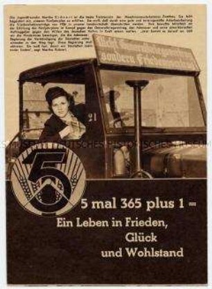 Illustrierte Flugschrift der Nationalen Front gegen Regierung Adenauer und Generalvertrag, für Friedensvertrag als Voraussetzung der Entwicklung im Fünfjahrplan