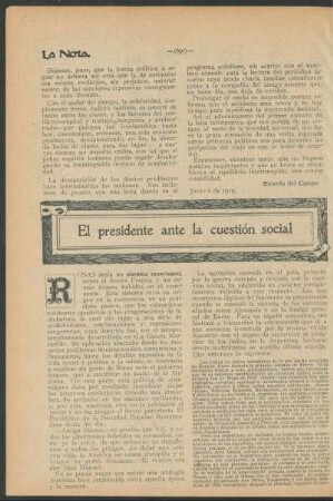 El presidente ante la cuestión social