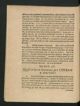 Quaest. IV. Quid in sacris denotetur, per Literam & Spiritum?