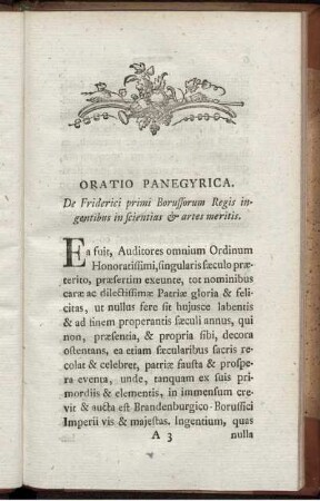 Oratio Panegyrica.