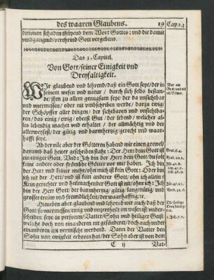 Das 3. Capitel. Von Gott/ seiner Einigkeit und Dreyfaltigkeit.