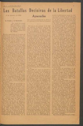 Las batallas decisivas de la libertad : Ayacucho. - (9 de diciembre de 1924)