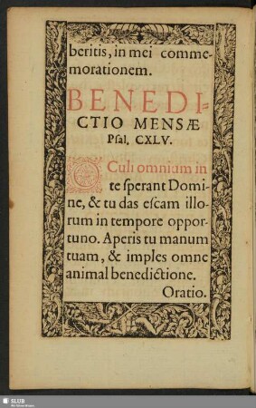 Benedictio Mensae Psal. CXLV