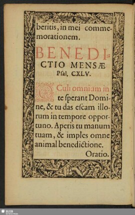 Benedictio Mensae Psal. CXLV