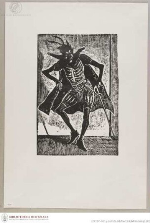 Mephistopheles mit Degen und Hahnenfeder