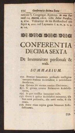 Conferentia Decima Sexta De Immunitate personali & reali