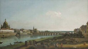 Dresden vom rechten Elbufer oberhalb der Augustusbrücke
