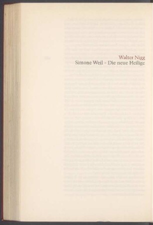 Simone Weil - Die neue Heilige