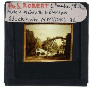 Robert, Zeichner an der Holzbrücke in Méréville